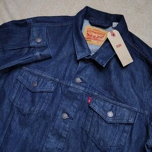 Levis Denim Trucker Jacket Blue Classic Standard Button Front Mens Size Large